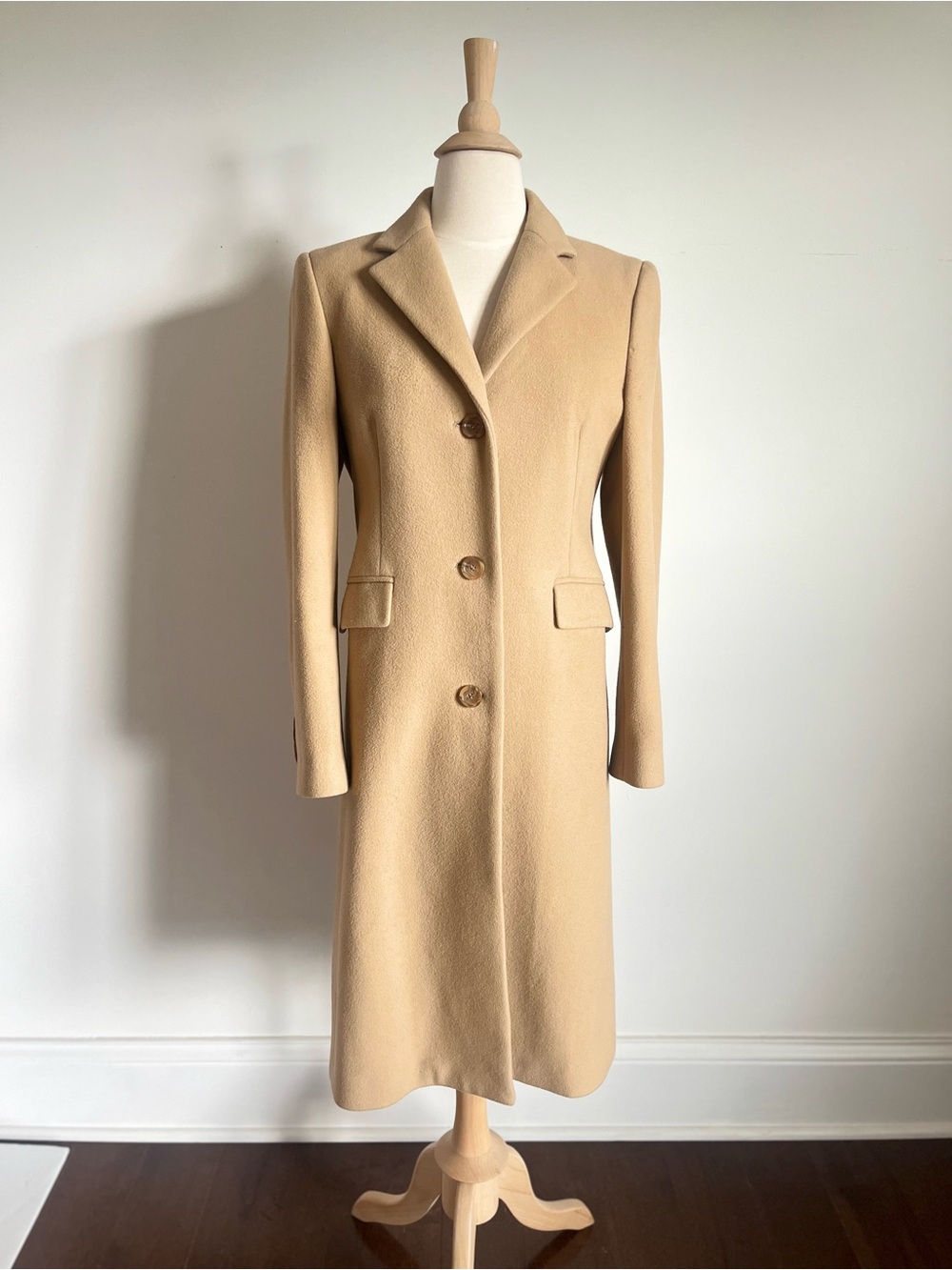 JCREW Classic Women's Long Camel Wool Coat- Size 4